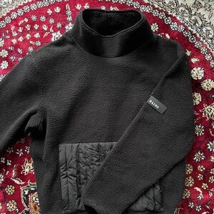Rains Black Fleece Pullover with Quilted Pocket